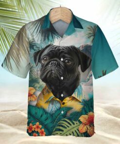 pug-dog-lovers-tropical-leaves hawaii-shirt