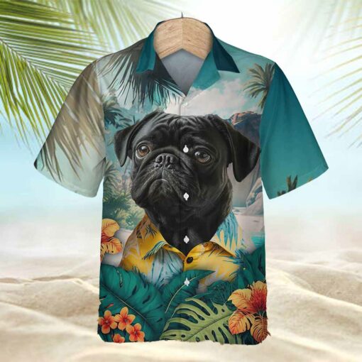 pug-dog-lovers-tropical-leaves hawaii-shirt